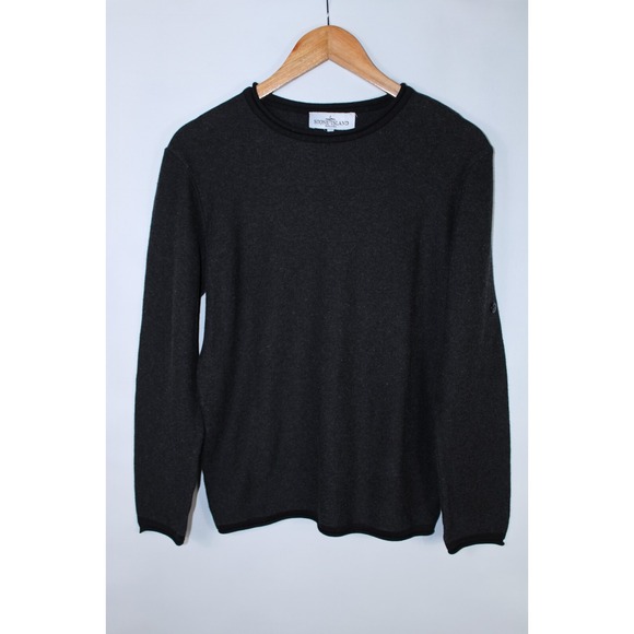 Stone Island Men's Medium Gray Black Knit Sweater
